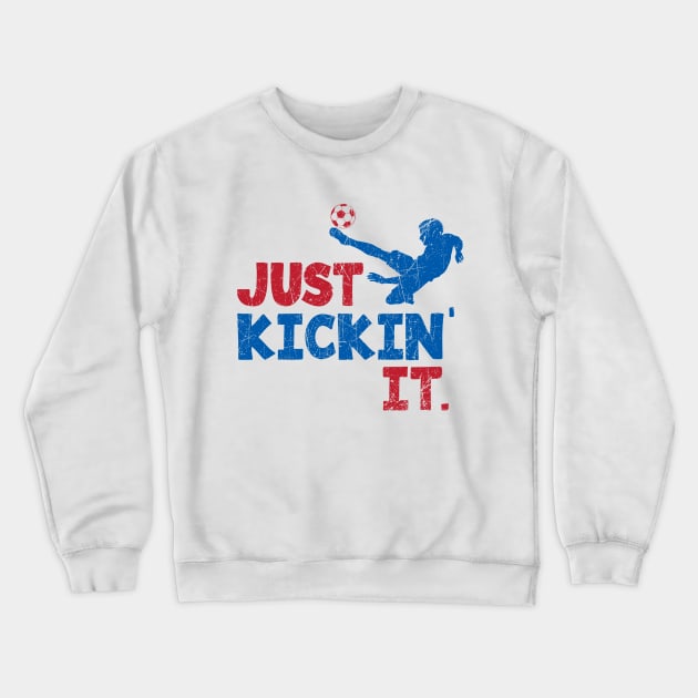 Soccer, Just Kickin' It. Red, White, & Blue © GraphicLoveShop Crewneck Sweatshirt by GraphicLoveShop